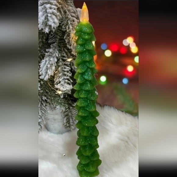 𝅺WELL Dressed Home Wax Tree Shape Flameless Taper Candles Set 2 New 11" - Picture 3 of 6